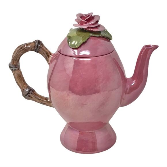 Vintage Iridescent Teapot Pink Rose Ceramic Magenta Inc. Studio B - Picture 1 of 12
